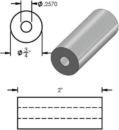 Espaciador aluminio 3/4x1/4 sin rosca para pernos 1/4 o M6
