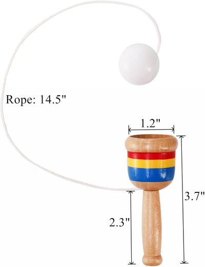 Set 12 pelotas madera taza cuerda juguetes vintage niños
