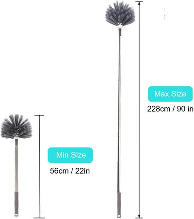 Plumero telaraña con 3 cabezales acero inox escalable 1.8-7.2pulg
