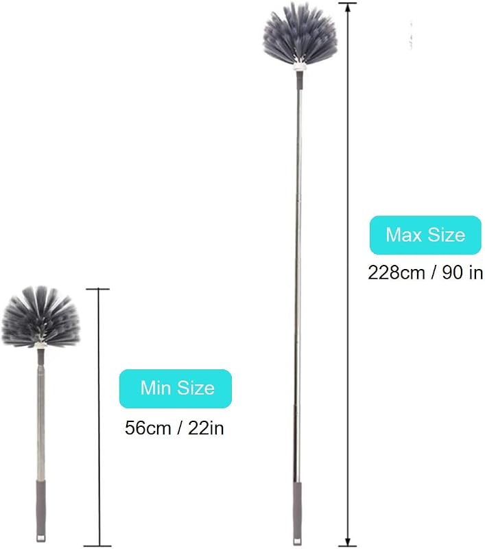 Plumero telaraña con poste escalable acero inox 1.8-7.2pulg