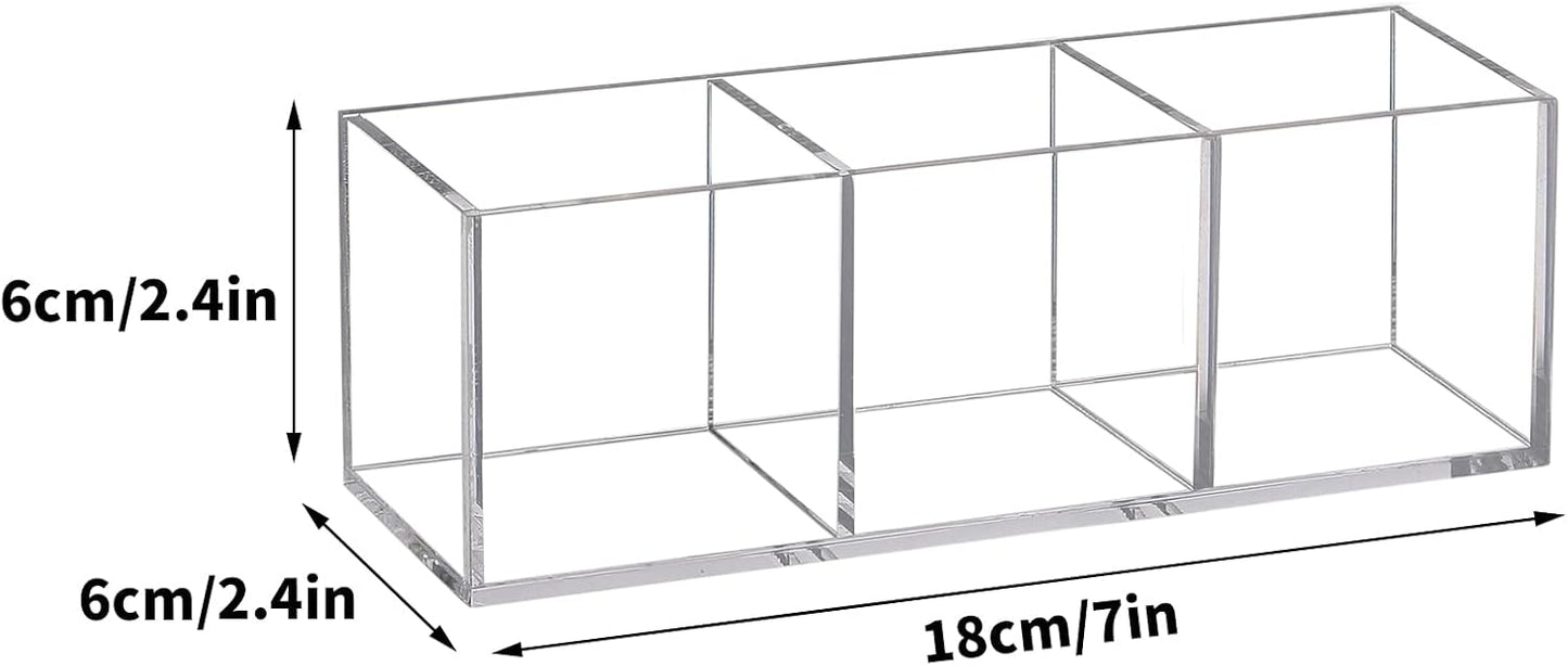Organiz. maquillaje acrílico 3 secciones 7.1x2.36"