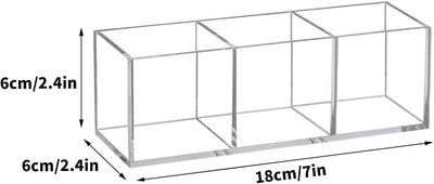 Organiz. maquillaje acrílico 3 secciones 7.1x2.36"