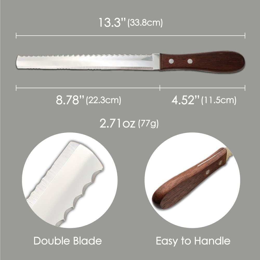 Cuchillo pan dentado 8pulg doble cara fabricado Japón