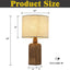Lámpara mesa madera maciza 18" tela beige dormitorio
