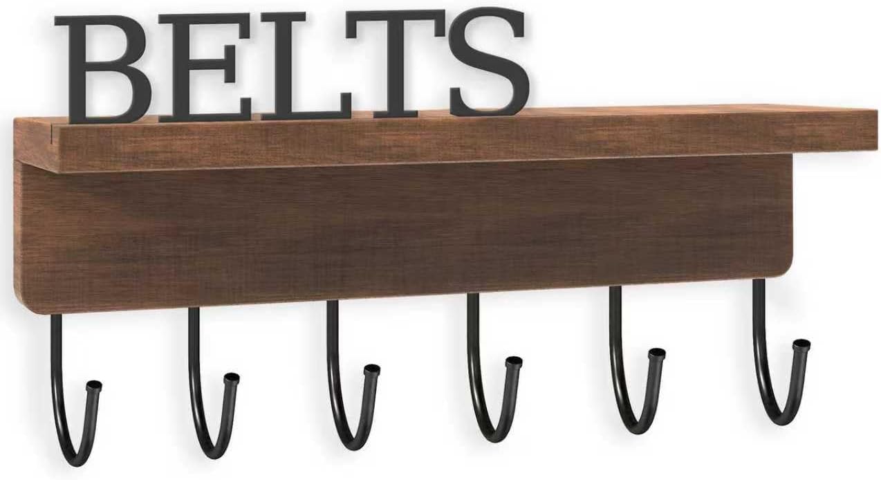 Organiz. cinturón madera pared para hombre 9.8" marrón