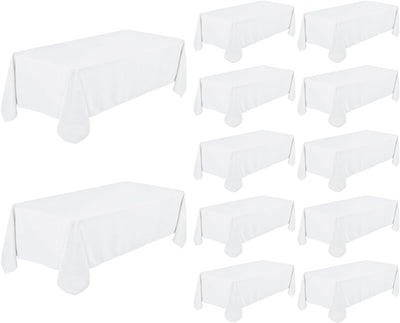 12 Manteles Blancos 6x102pulg Tela Poliéster Bodas