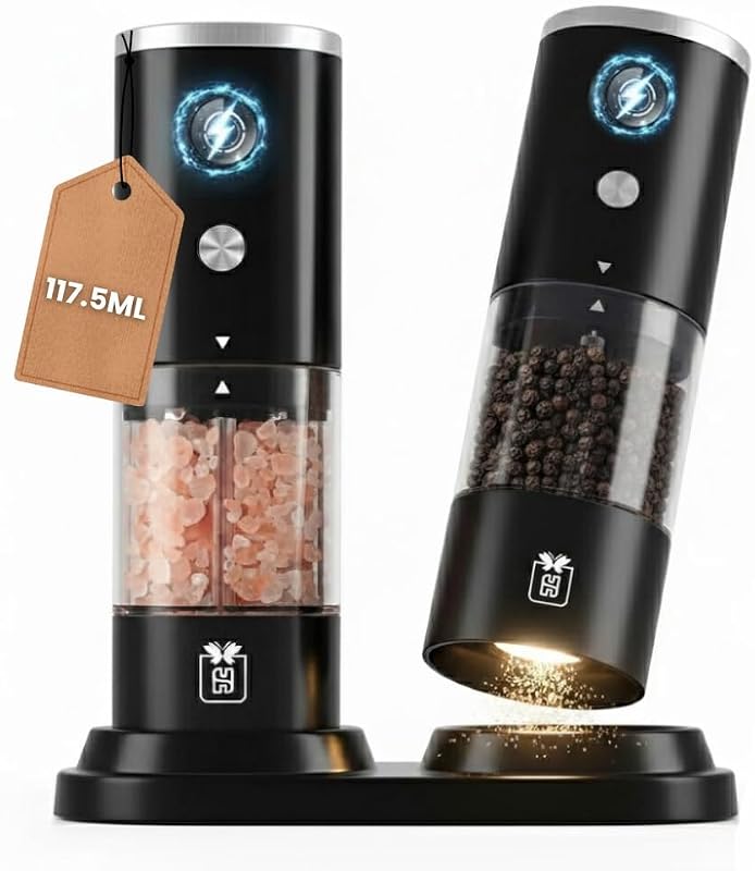 Set molinillo sal y pimienta acero inox USB-C LED 4oz