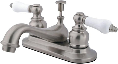 Grifo lavabo central 4pulg mango palanca níquel cepillado
