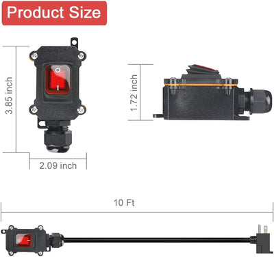 Interruptor en línea 10pulg 14awg 20A-125V con botón
