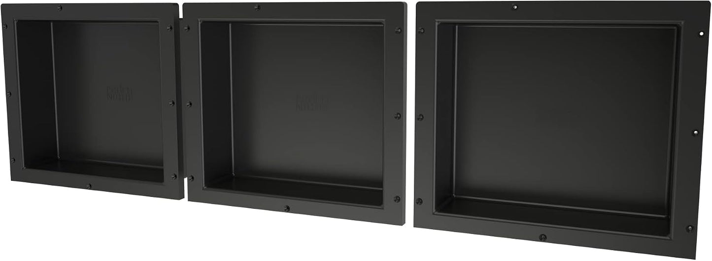 Estante ducha empotrado triple nicho negro 48x14x4pulg