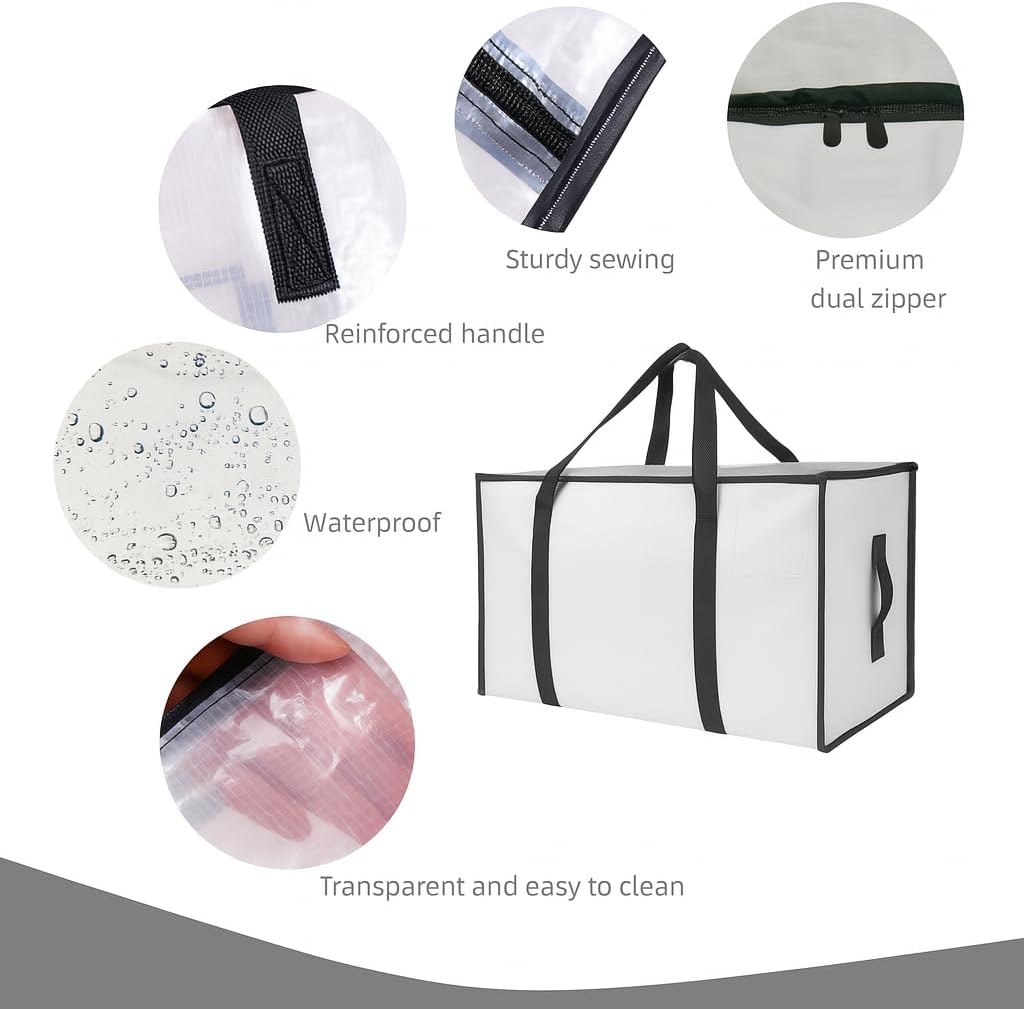 2 Pzas Bolsas Transparentes Extra Grandes con Cremallera