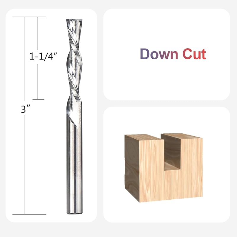 Set 5 brocas enrutador CNC corte descendente 1/4pulg