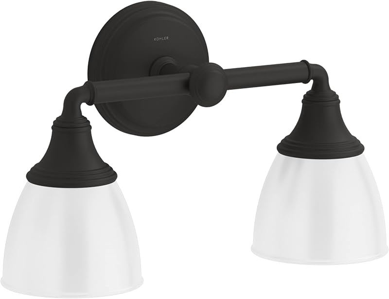 Lámpara baño aplique 2 luces negro mate