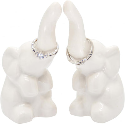 2 Soportes Cerámica Almacenamiento Joyas Blanco