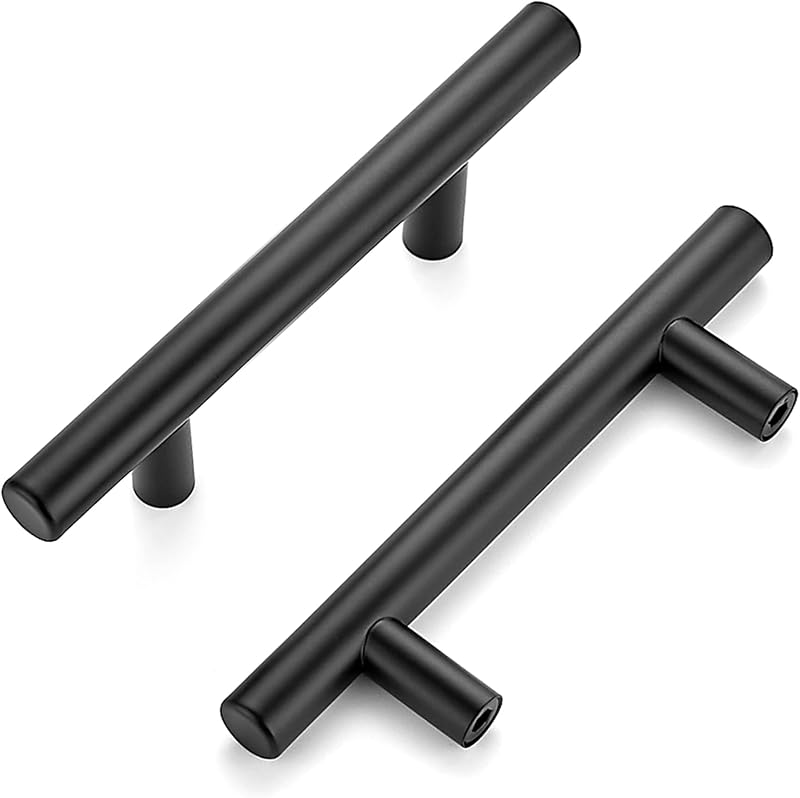 60 Tiradores Acero Inox 5" Negro Mate para Cajones Cocina