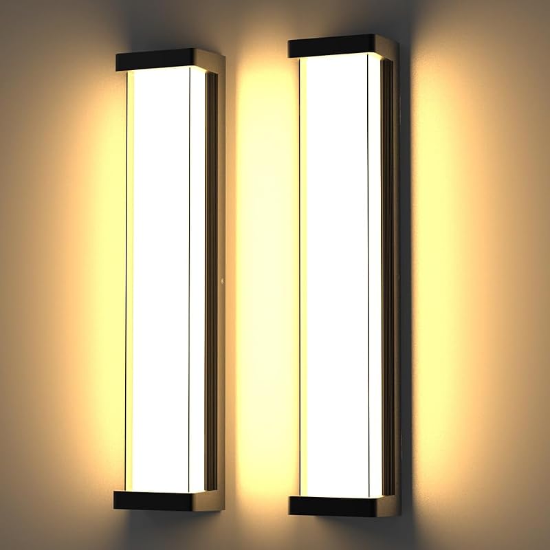 2 Luces Pared LED Modernas Aplique Negro 23.6"