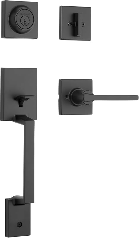 Set manijas puerta Casey negro mate resistente