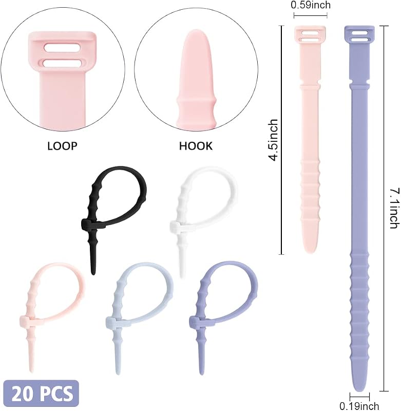 Bridas de silicona reutilizables para gestión de cables