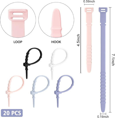 Bridas de silicona reutilizables para gestión de cables