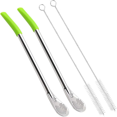 Juego 2 bombilla yerba mate acero inox 18/8 silicona