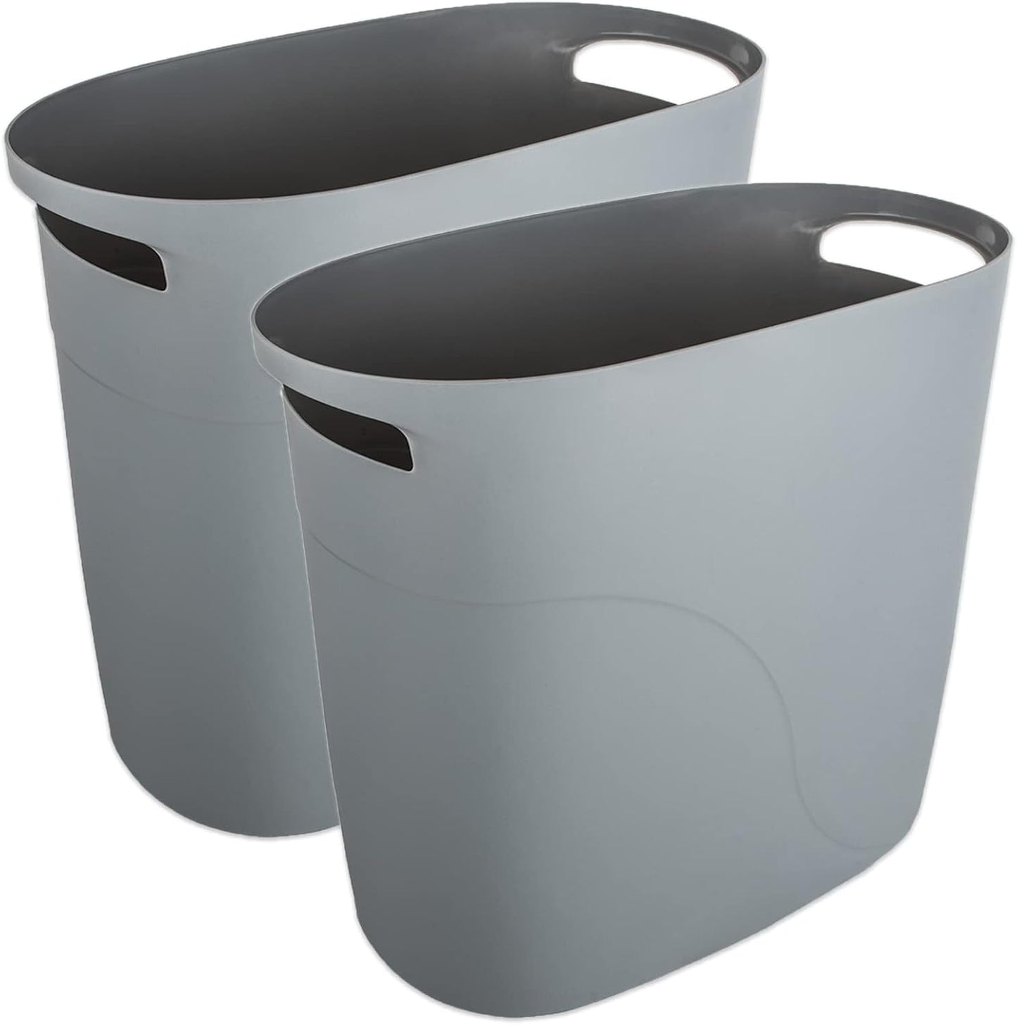 Cubo basura plástico delgado 3.2gal gris pack 2