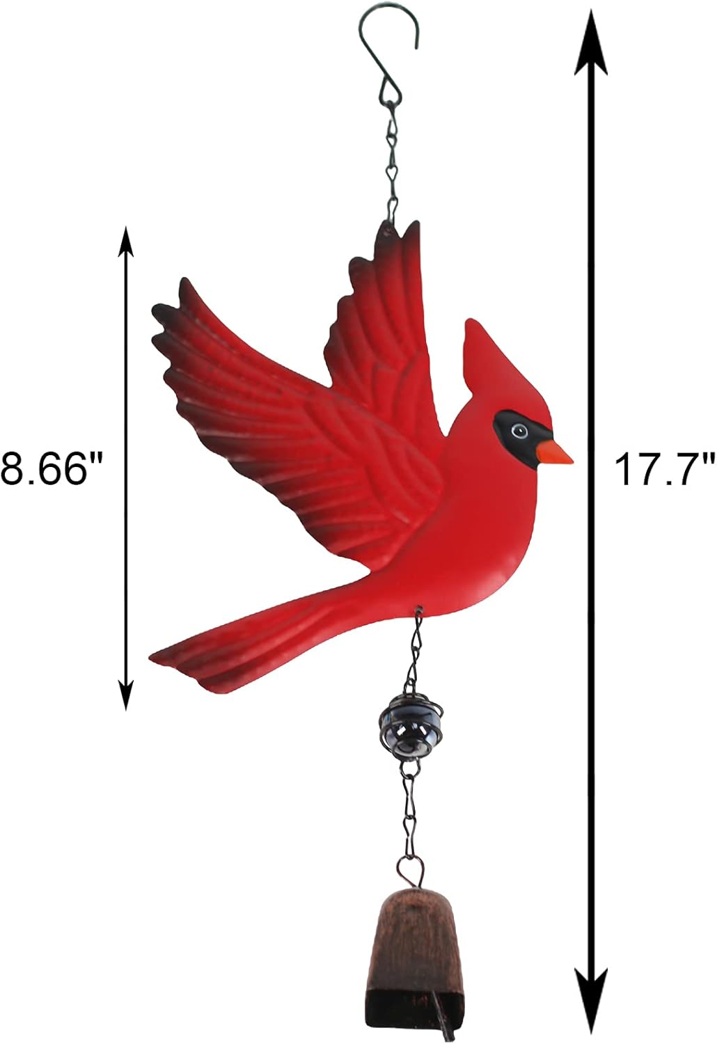 Carillón viento pájaro cardenal rojo para exterior