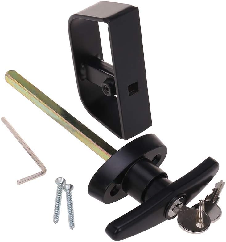 Kit cerradura puerta cobertizo con manija T 3 llaves 5.5pulg