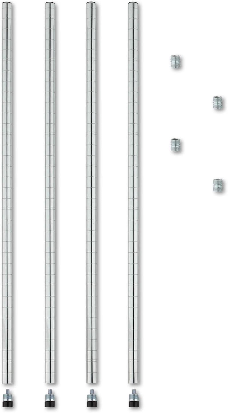 Postes apilables estantería alambre 36" color plateado set 4