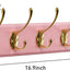 Perchero bambú pared 17" 5 ganchos dobles rosa dorado