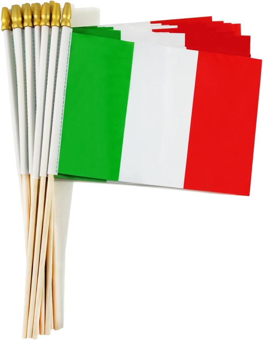 Banderas Italia poste madera 12 pzas