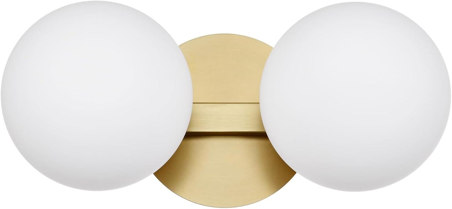 Lámpara dorada aplique baño 2 luces latón envejecido