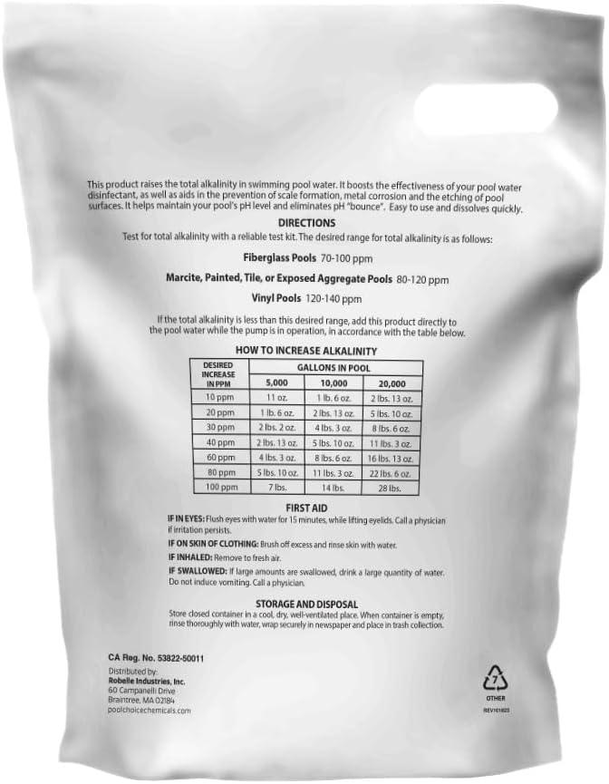 Alcalinidad piscina 5lb 100% bicarbonato sodio