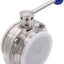 Válvula mariposa sanitaria acero inox 304 mango trébol