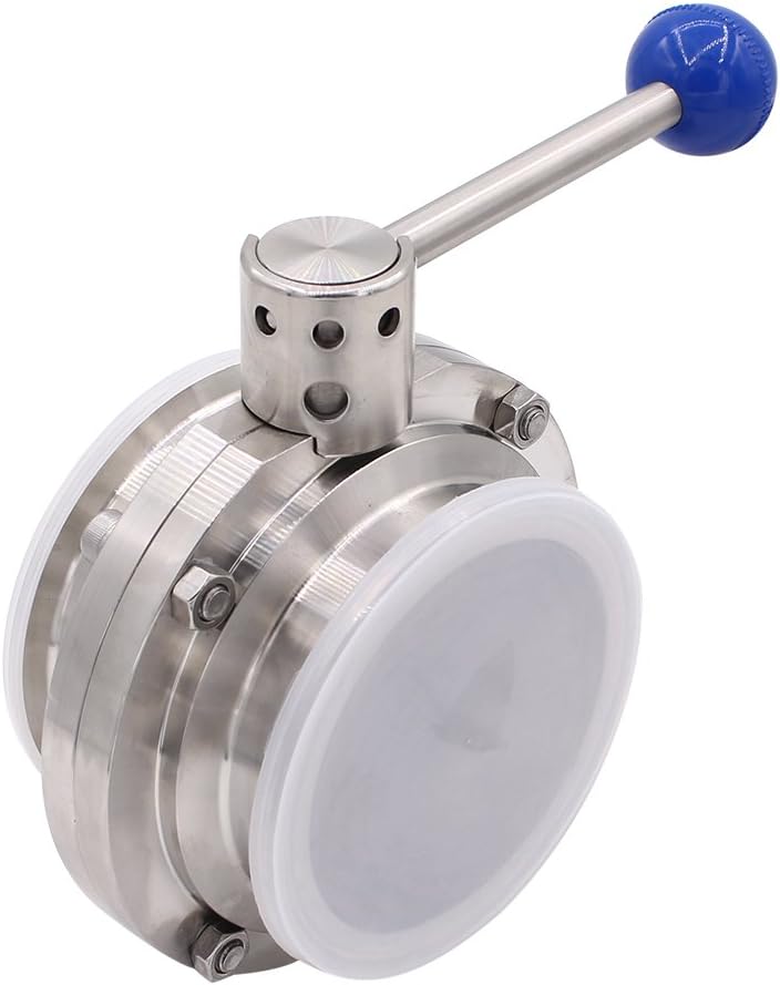 Válvula mariposa sanitaria acero inox 304 mango trébol