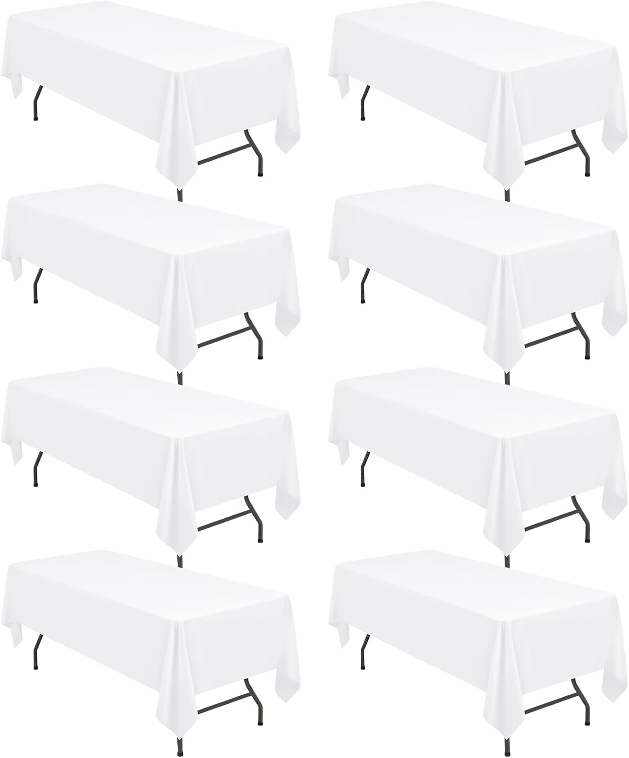 8 Manteles Blancos Poliéster 60x126pulg para Bodas y Fiestas