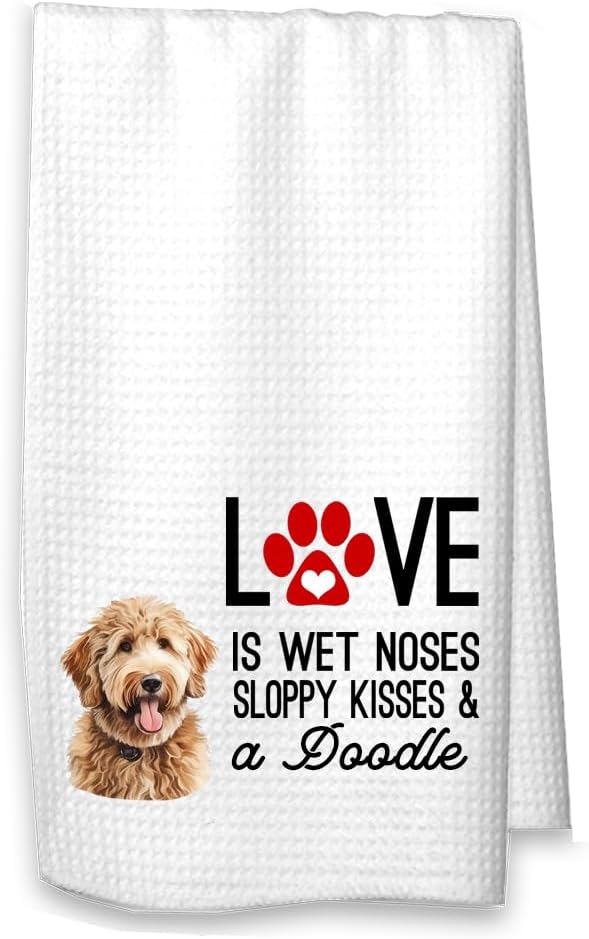 Toalla cocina gofre con texto 'love is wet noses' regalo perros