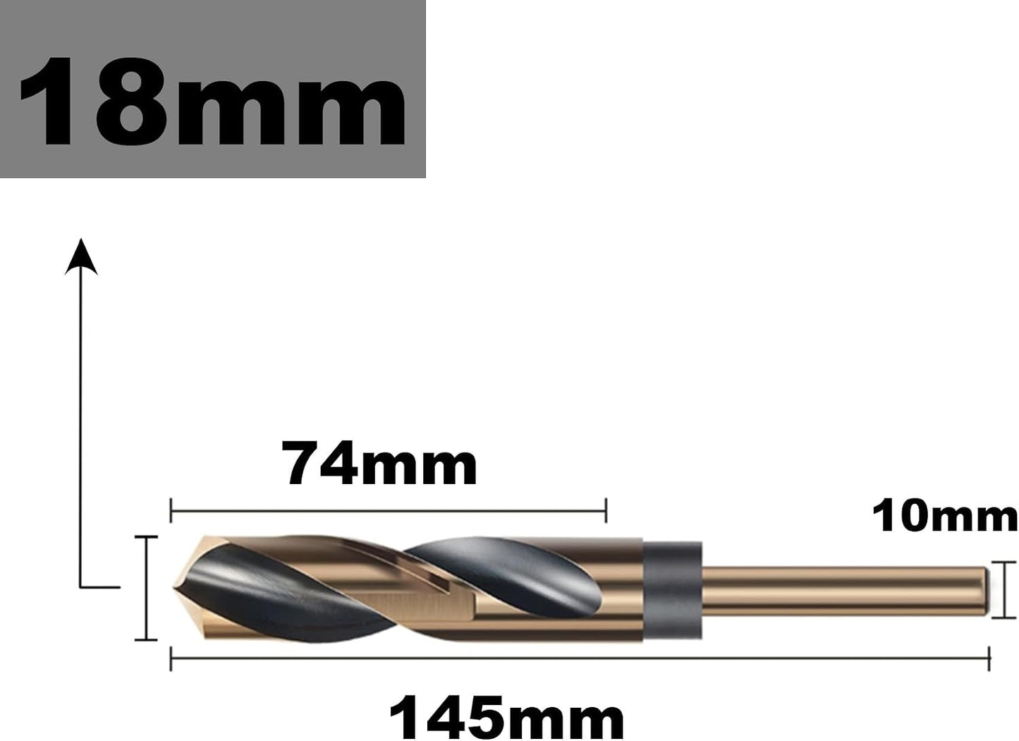 Broca helicoidal vástago reducido 0.709pulg acero inox