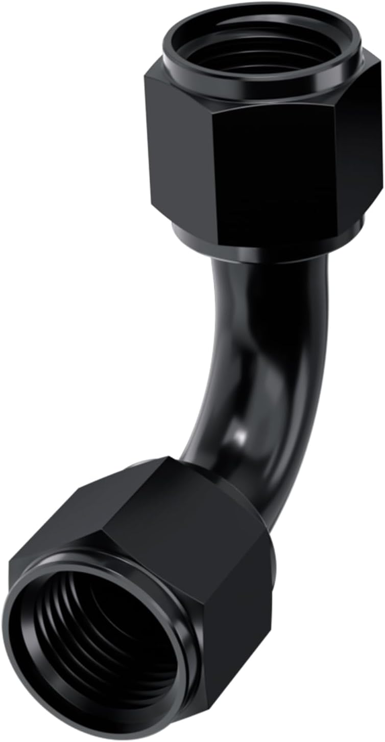 Adaptador aluminio negro 10AN hembra 90 grados