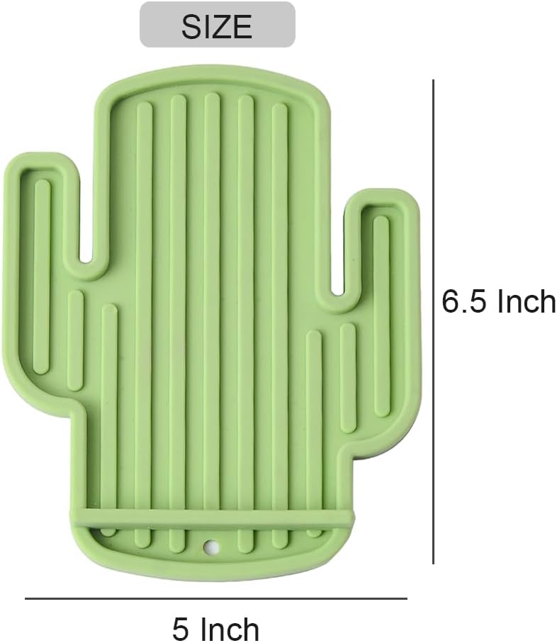 Cucharas silicona cocina sin BPA soporte cuchara cactus verde