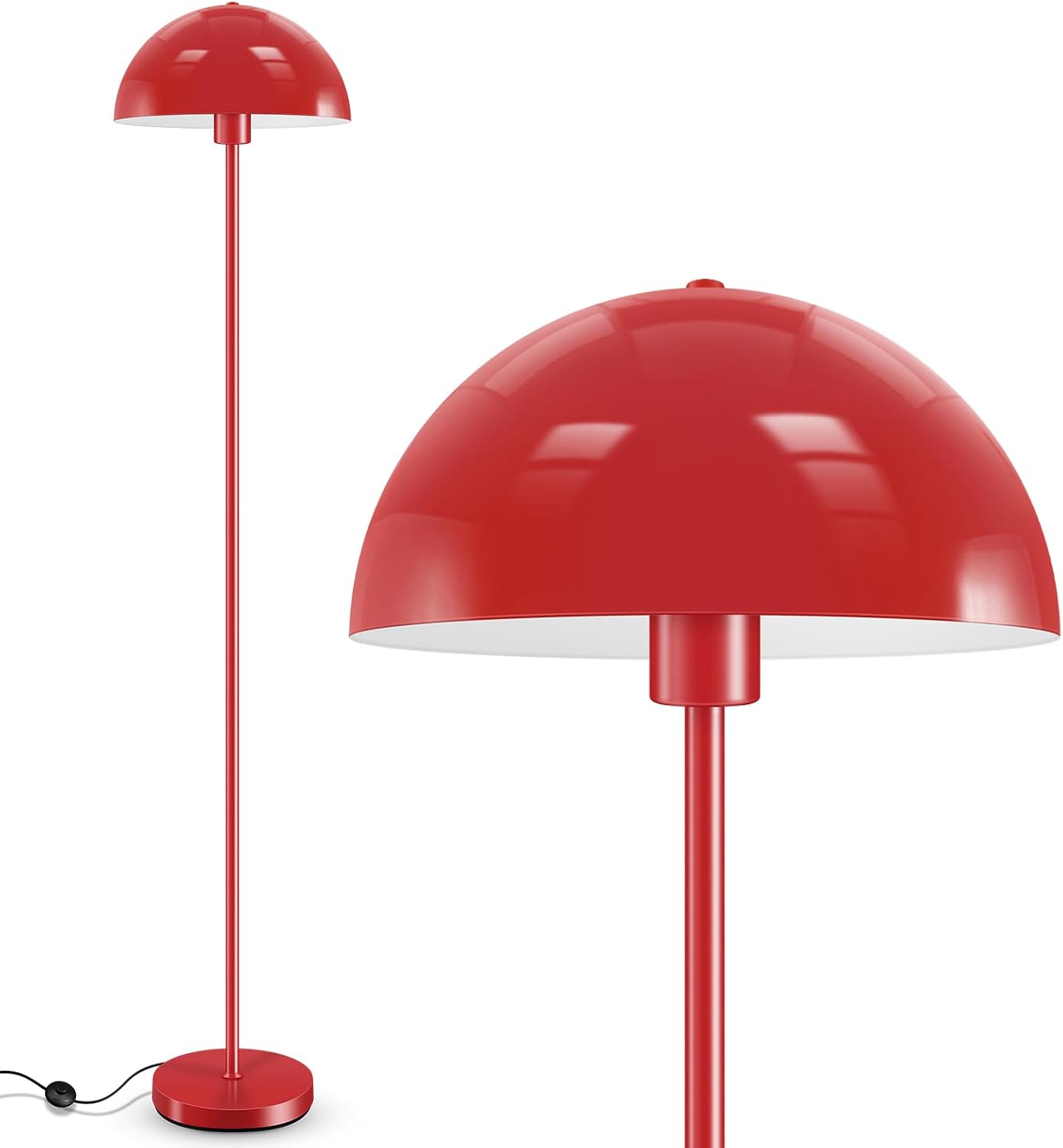 Lámpara pie moderna metal rojo 66pulg interruptor