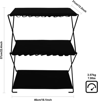 Estante plegable 3 niveles para cocina camping barbacoa