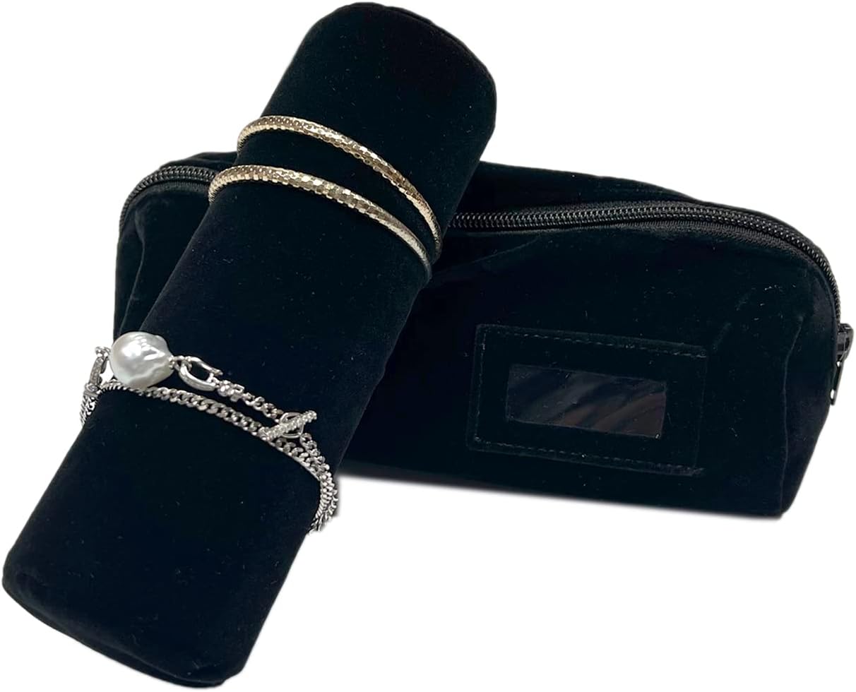 Bolsa terciopelo para joyas viaje negro