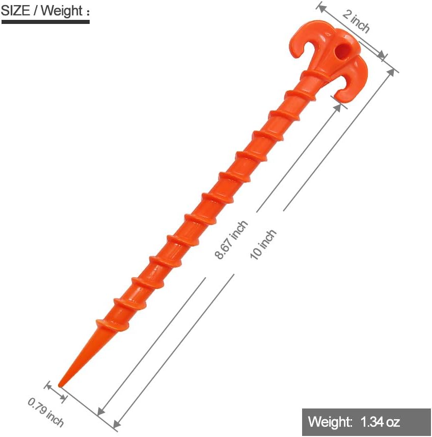 Estacas anclaje toldo playa 10pulg pack 8 color naranja
