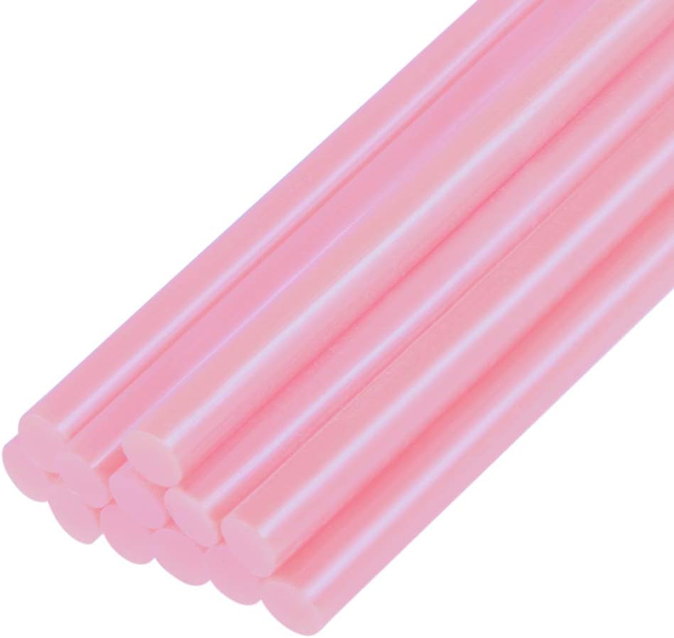 12 Pzas Mini Barras Pegamento Caliente Rosa 0.276x3.937"