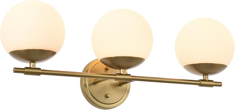 Lámpara dorada tocador baño 3 luces moderna