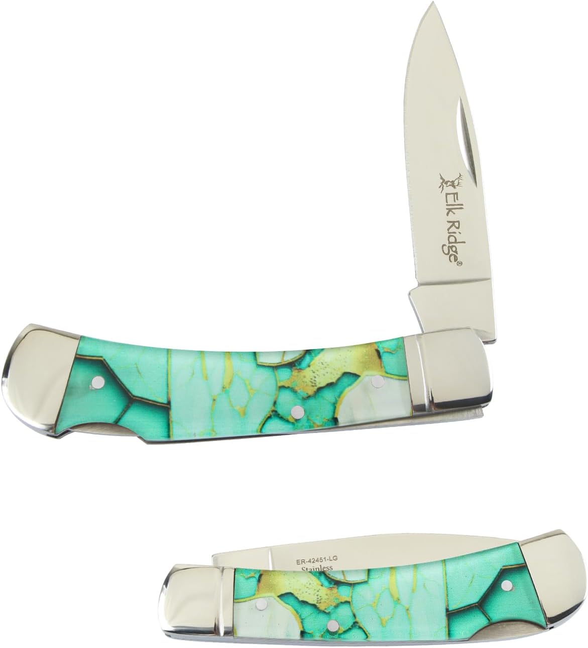 Cuchillo bolsillo plegable acero inox 2.75" verde claro