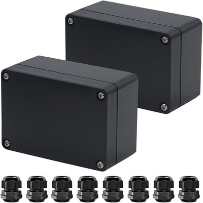 2 Pzas Caja ABS IP65 Impermeable Exteriores Conexiones Electrónicas