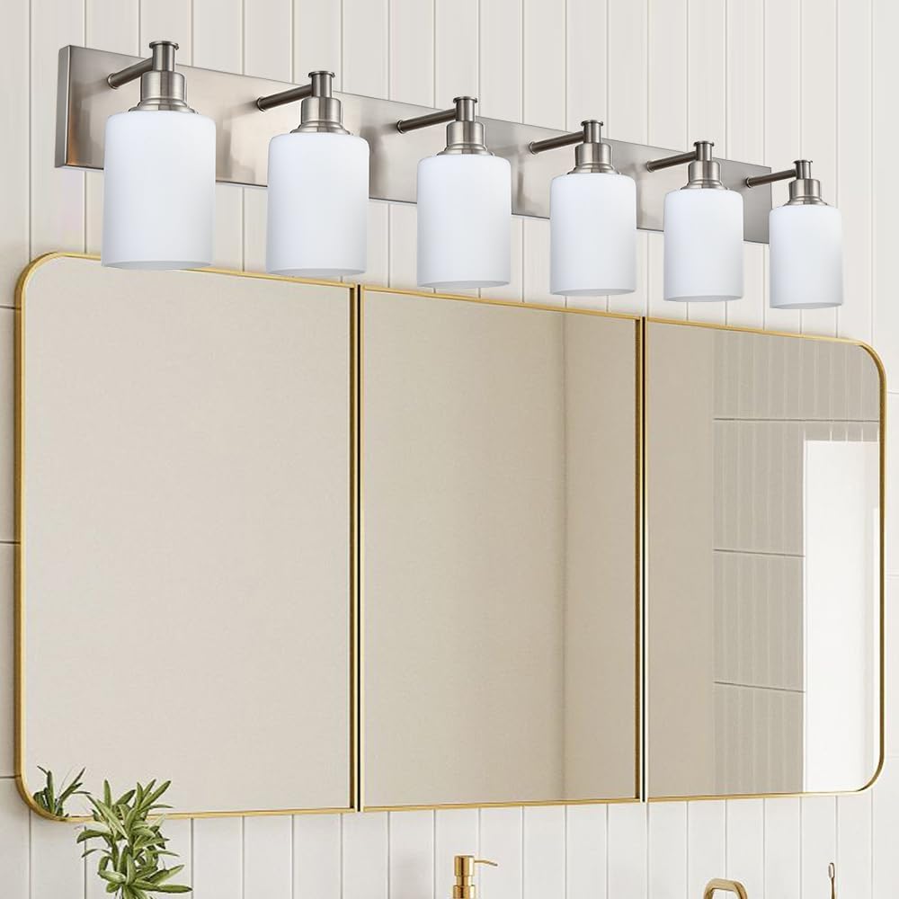 Lámpara baño 6 luces níquel cepillado pared dormitorio