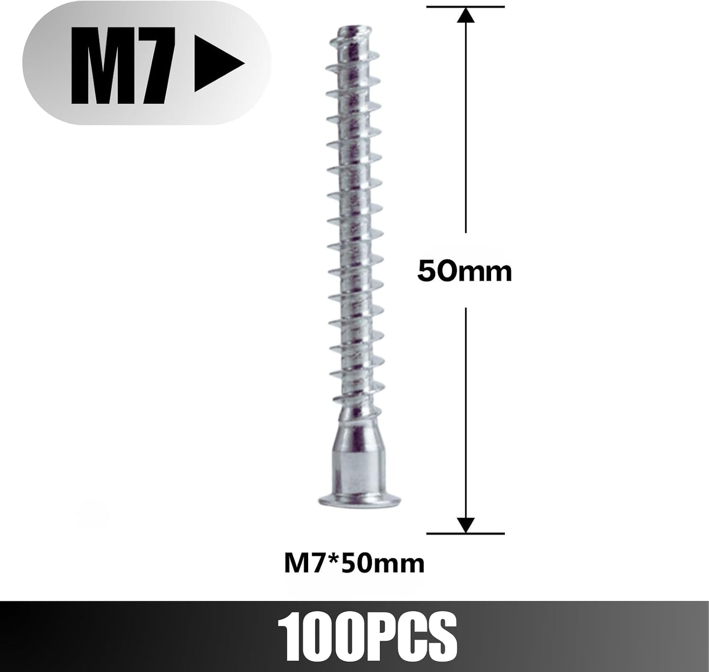 Tornillos Confirmat M7x50mm 100pzas para muebles acero carbono