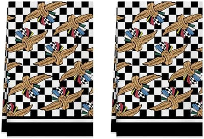 Juego de 2 paños de cocina XCHI 18 x 26 pulgadas color blanco y negro a cuadros